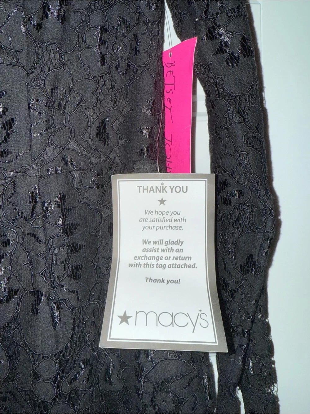 NWT Betsey Johnson Black Lace Long-Sleeve High-Neck Dress